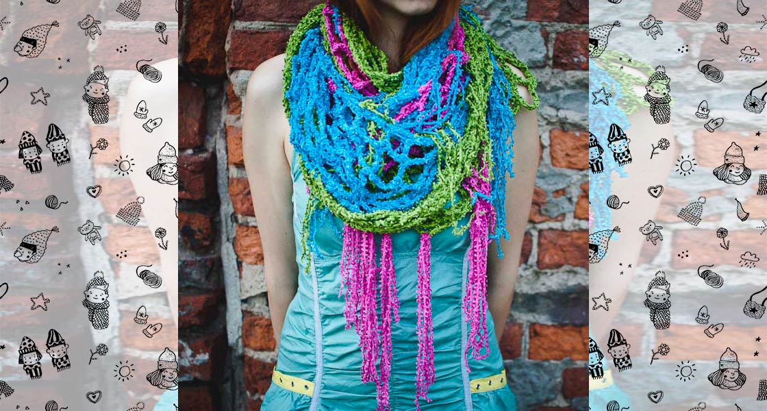 Вязаный шарф ручной работы Мягкое цветное безумие